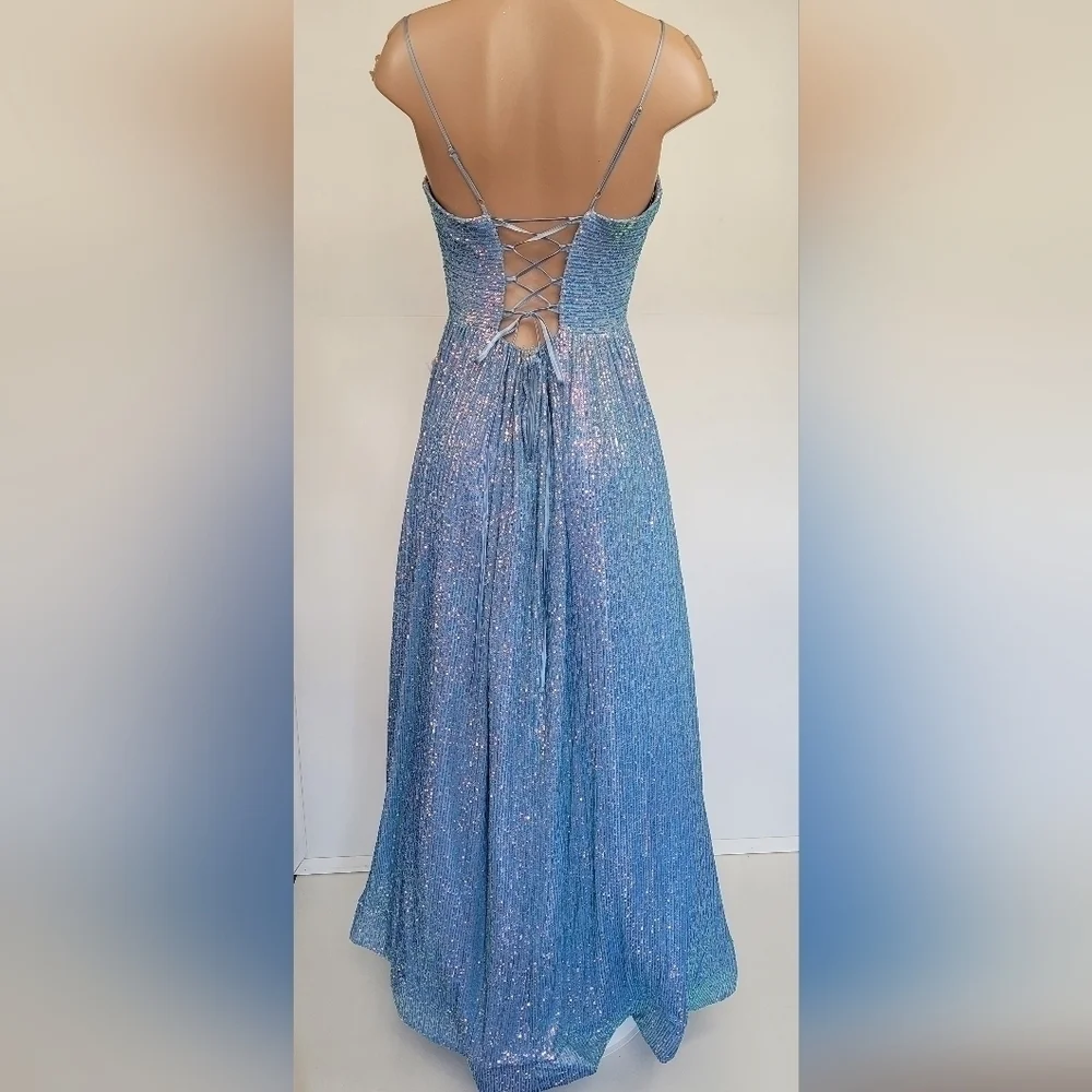 B Darlin Juniors Iridescent Sequined Dress - Picture 11 of 12